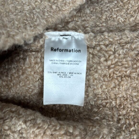 Reformation Alpaca Linen Blend Ambrose Bouclé Sweater in Ginger Medium - Picture 8 of 9